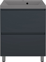 Style Line Тумба с кварцевой раковиной серый шелк Манхэттен 60 Plus эмаль графит матовая